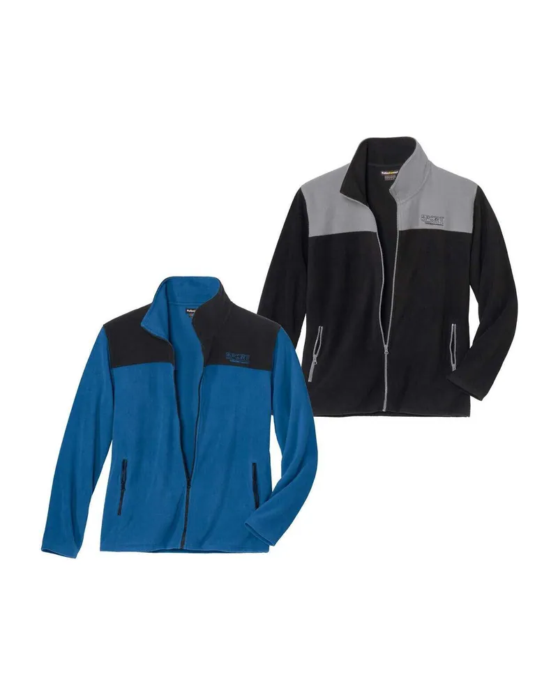 2er-Pack zweifarbige Fleecejacken