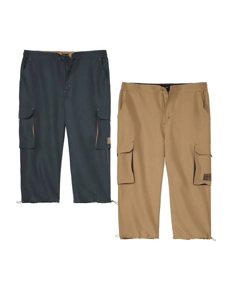 2er-Pack 3/4-Cargo-Hosen aus Microfaser