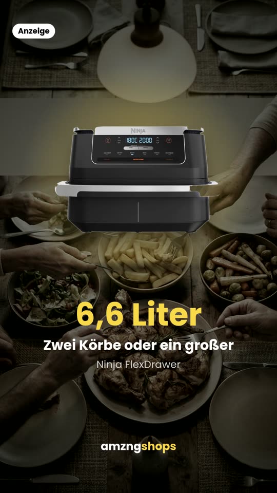 Ninja FlexDrawer Heißluftfritteuse 6,6 l